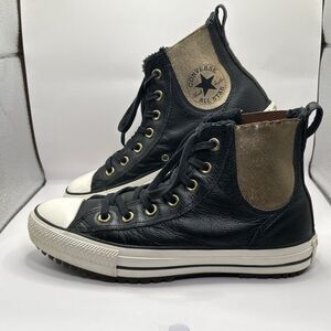 Converse CTAStar Leather Faux Fur Warm Lined Sneakers Black Women’s 8